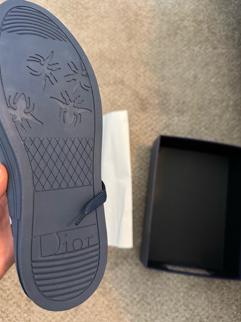 Dior Men’s Navy and White Transparent Oblique B23 Sneakers - Picture 2 of 5